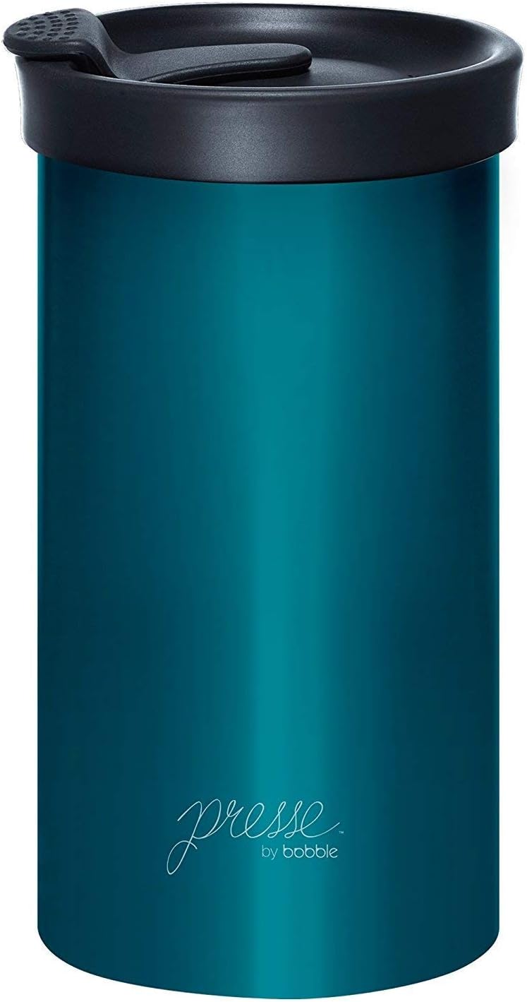 PRESSE by Bobble French Coffee Press And Insulated Stainless Steel Travel Tumbler for On-The-Go Brewing - 13 oz (Blue)