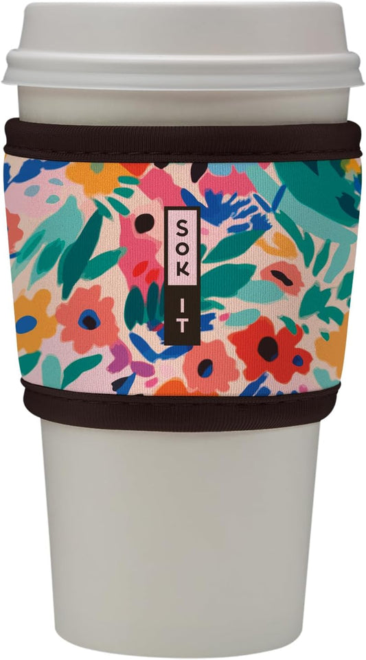 Sok It HotSok Coffee & Tea Reusable Insulated Neoprene Cup Sleeve (Abstract Floral)