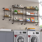 Helsin 3 Tier Industrial Pipe Shelf Rustic Wood Floating Shelves, Wall Display - Image 6