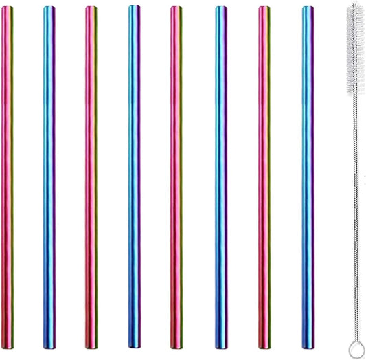 Stainless Steel Straws Short Small Mini Metal Kids 6 Inch Drinking Straw Reusable for Cocktails Coffee Mugs Goblets Bar Party Home Office Restaurant with Cleanning Brush, Colorful 8Pcs