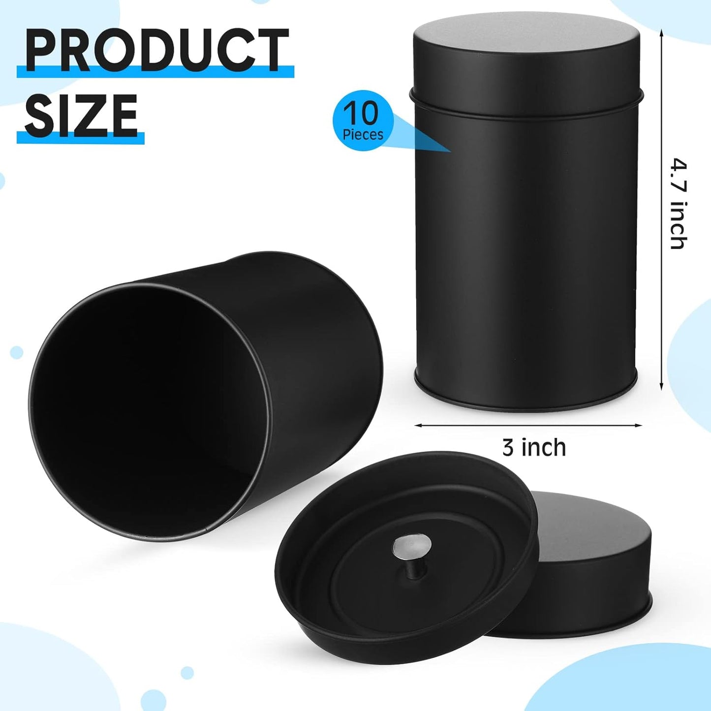 Zopeal 6 Pack Metal Tea Tin Canister with Airtight Double Lids 16 oz Round Tin Can with Lid Double Sealed Small Kitchen Container for Loose Tea Storage Coffee Sugar Candy Herbs and Spices