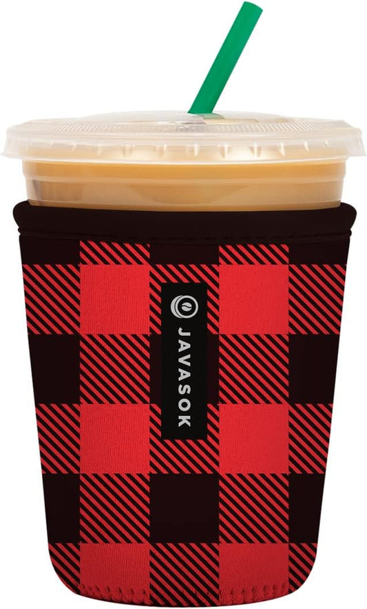 Sok It JavaSok Iced Coffee & Cold Soda Insulated Neoprene Cup Sleeve (Buffalo Check, Small: 16-20oz)