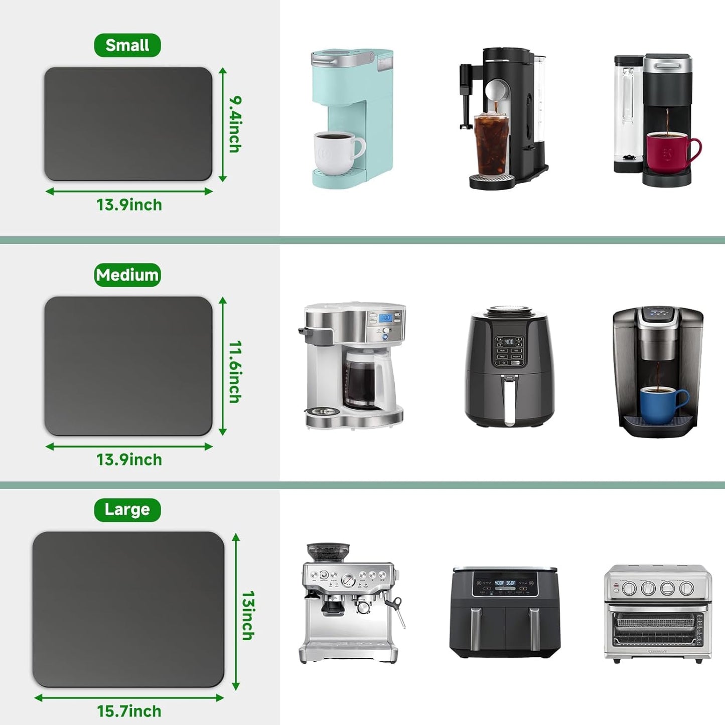 Appliance Slider 360° Rolling Tray for Coffee Maker- Bamboo Coffee Pot Slider Tray for Countertop Rotation Sliding Tray with Wheels, Appliances Mat Easily from Under the Cabinet, Gray (15.7"×13")