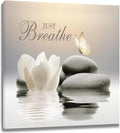 EOBTAIN Zen Flower Canvas Wall Art Bathroom Butterfly and Water Lily Stone by EOBTAIN