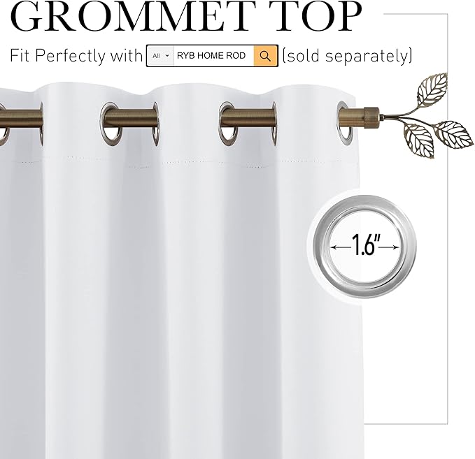 RYB HOME Room Divider Curtain Privacy Room Darkening Energy Efficiency Partition - Image 2