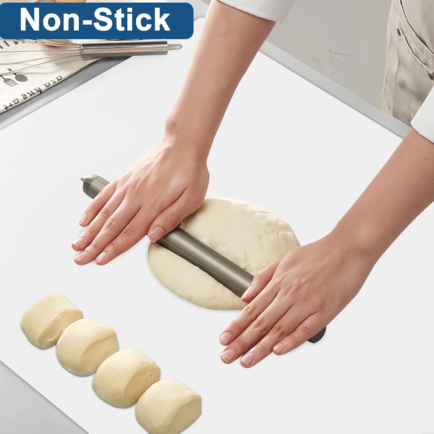 24"x24"(60cmx60cm) Silicone Mat for Kitchen Counter, Heat Resistant Non-Slip Countertop Protector, Waterproof Silicone Craft Mat for Kitchen Island, Semitransparent