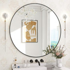 BEAUTYPEAK 30 Inch Round Mirror, Metal Frame Circle Mirror, Wall Mounted by BEAUTYPEAK