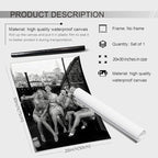 Retro Black And White Woman Canvas Wall Art Fashion Rooftop Party Posters - Image 2