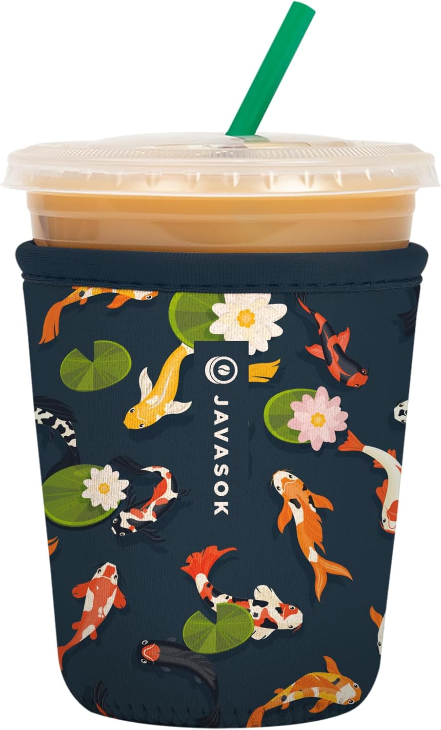 Sok It JavaSok Iced Coffee & Cold Soda Insulated Neoprene Cup Sleeve (Koi Garden, Small: 16-20oz)