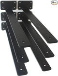 6 Pack - 16 inch Black Hidden L Shelf Bracket Iron Floating Shelf Brackets by MHMYDZ