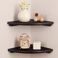Gieanoo Floating Corner Shelves Set 2 10inch Walnut Solid Oak Rounded Corner by GIEANOO