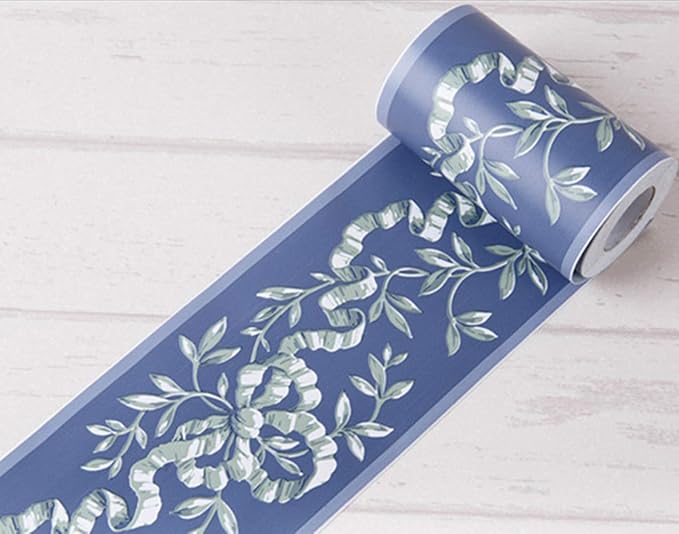 UPREDO Royal Blue Floral Wall Border Peel and Stick Ceiling Border Wallpaper - Image 2