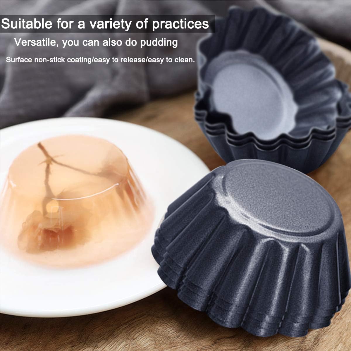 12 Packs Egg Tart Mold, Size 2.6 x 0.9inch, Cupcake Cake Muffin Mold Tin Pan Baking Tool, Carbon Steel