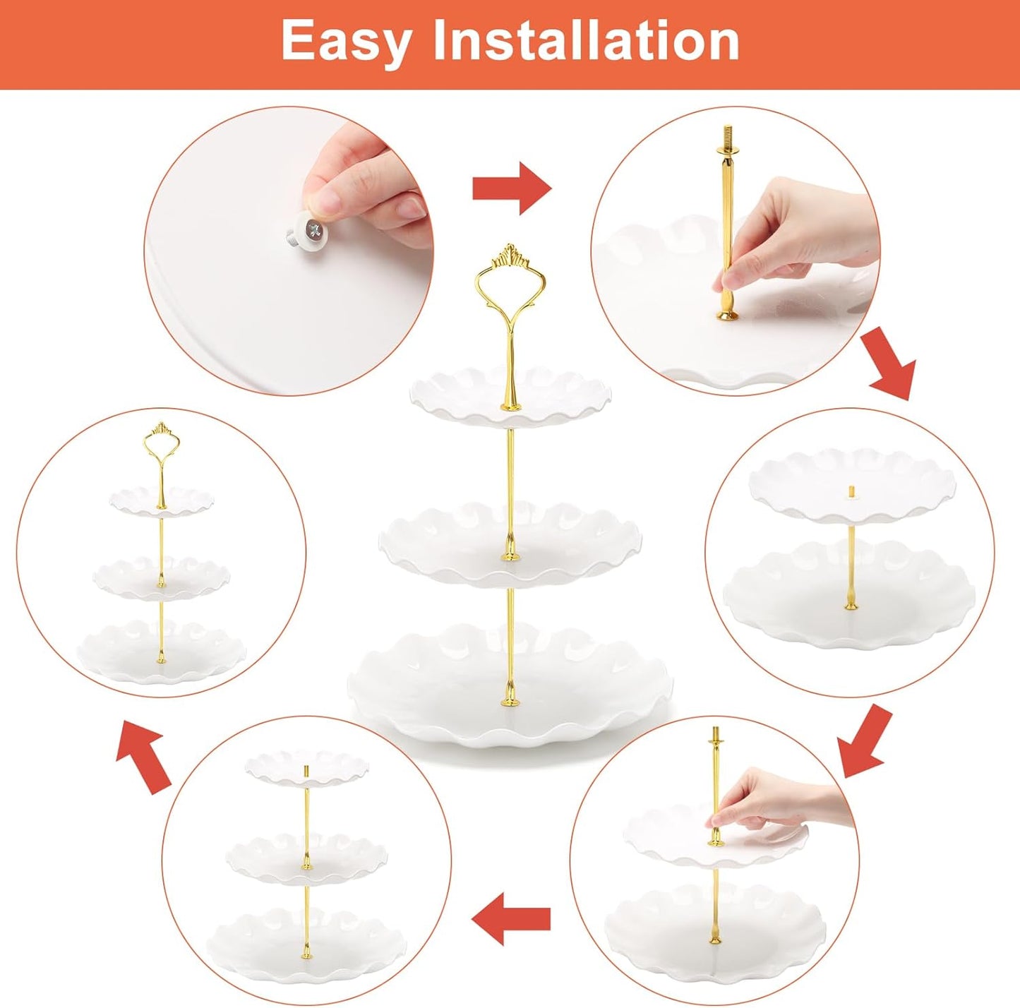 Coitak Plastic Cupcake Stands, 3 Tier Cupcake Stand, Dessert Tower Tray for Tea Party, Baby Shower and Wedding (2 Pack)