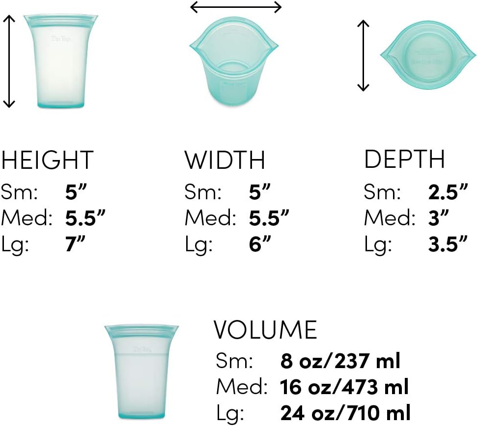 Zip Top Reusable Food Storage Bags | 3 Cup Set [Lavender] | Silicone Meal Prep Container | Microwave, Dishwasher and Freezer Safe | Made in the USA