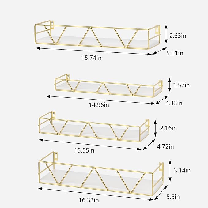 Amaoot Floating Shelves Set of 3, Home Wood Wall Shelf, Farmhouse Shelf - Image 3
