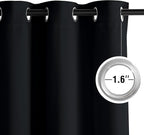 NICETOWN Room Darkening Draperies Curtains Panels, 2 Panels Black W52 x L96 - Image 3