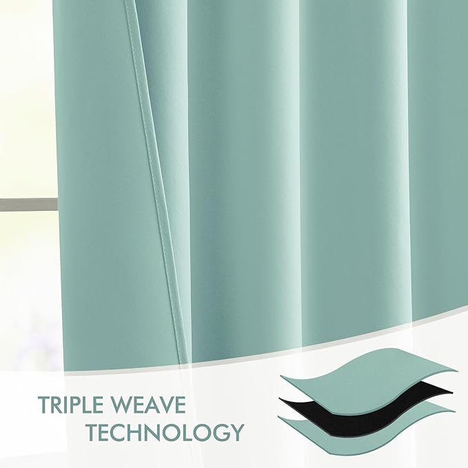 MIULEE Aqua Back Tab Blackout Curtains 63 Inch Length 2 Panels Set - Image 7
