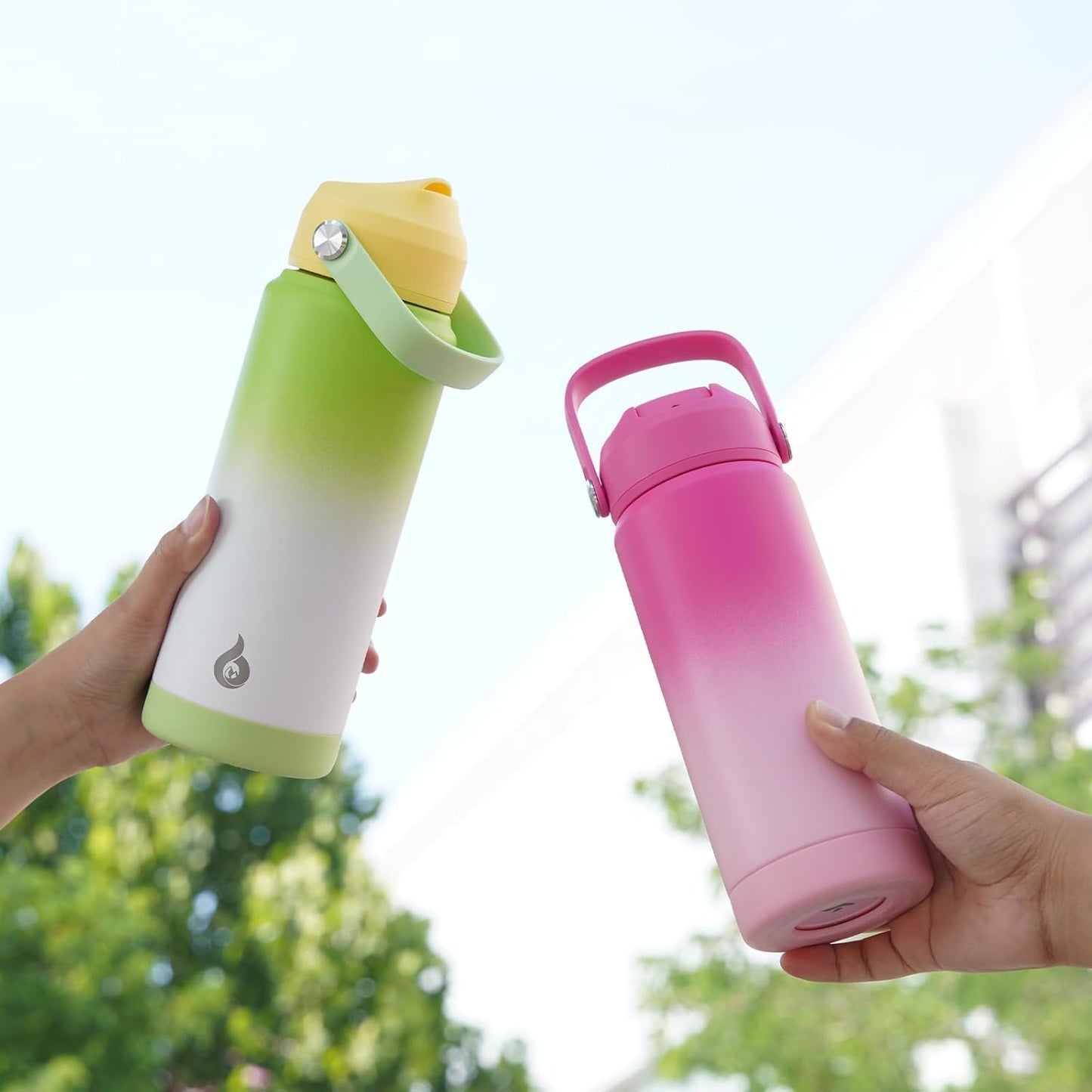 BJPKPK Insulated Water Bottle with Straw Lid, 18oz Thermos Water Bottles with Soft Nozzle, Flex Handle & Non-slip Boot, BPA Free Leak Proof Stainless Steel Metal Thermos, Tumblers, Cups,Cherry