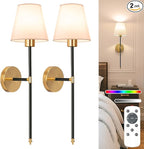 NIORSUN Battery Operated Wall Sconce Set of 2, 10 Colors Wireless Wall Lamps by NIORSUN