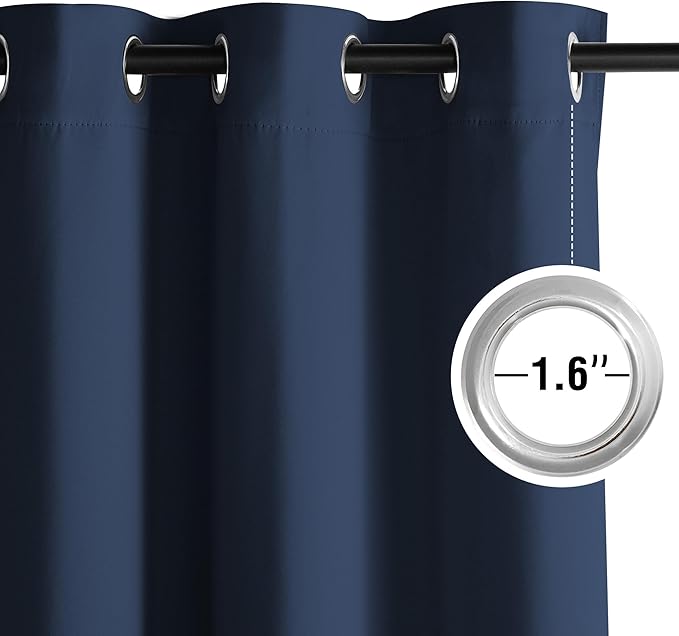NICETOWN Room Darkening Draperies Curtains Panels, 2 Panels Navy Blue W52 x L108 - Image 3