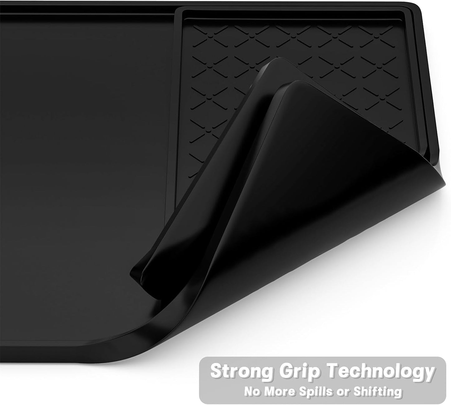 Rnivvi Silicone Coffee Mat, 16" x 24" Waterproof Raised Edge Coffee Bar Mats for Espresso Machine Station Accessories, Heat Resistant Detachable Dish Drying Pad for Kitchen Counter, Dish Rack, Black