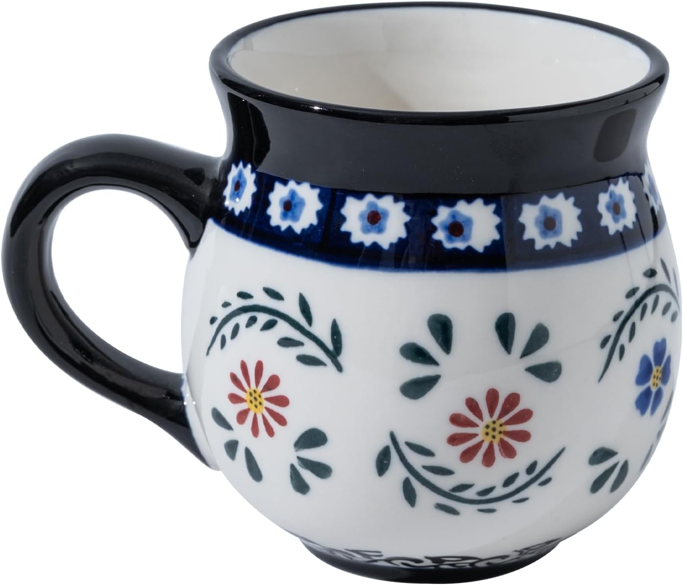 ALMA Handpainted Blue Coffee Mug,Potbelly Ceramic Coffee Mug, Premium Hand Warmer Tea Mug, Microwave & Dishwasher safe-12.85oz(380ml)