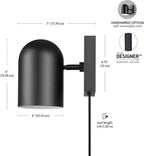 Globe Electric 65000098 1-Light Plug-in or Hardwire Wall Sconce, Matte Black - Image 8
