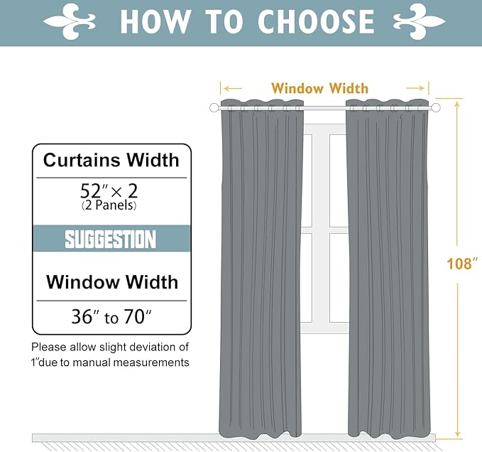 ChrisDowa Blackout Curtains 108 Inches Long 2 Panels Set - Image 6