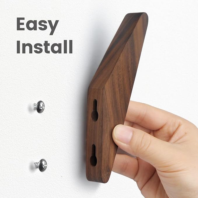 COCOYA 2Pack Wood Hooks Wall Mounted, Minimalist Easy Install Natural Real - Image 3