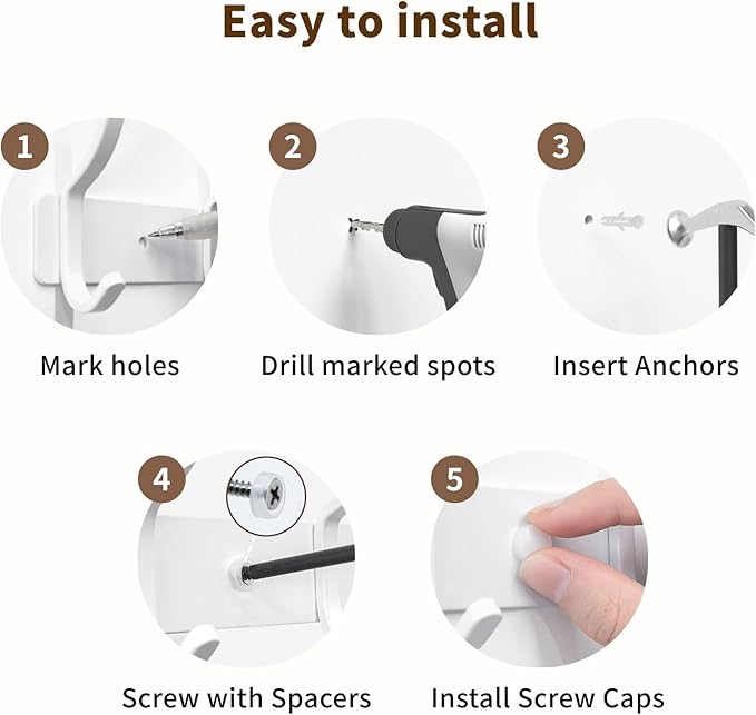 GWAAZXGZ White Coat Rack Wall Mount - Image 7