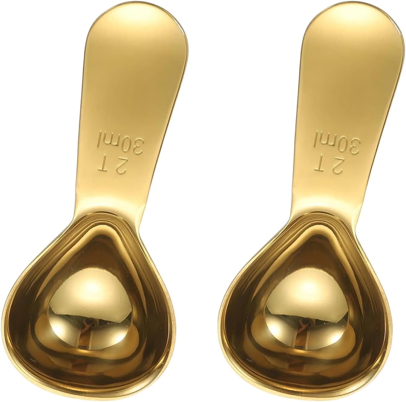 uxcell 2Pcs Stainless Steel Coffee Scoop, 30ml Short Handle Measuring Spoon for Ground Coffee Tea Sugar Kitchen Gifts, Gold