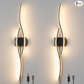 Daunton Modern Plug in Wall Sconces Set of Two, RC Dimmable LED Plug in Wall by Daunton