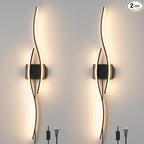 Daunton Modern Plug in Wall Sconces Set of Two, RC Dimmable LED Plug in Wall by Daunton