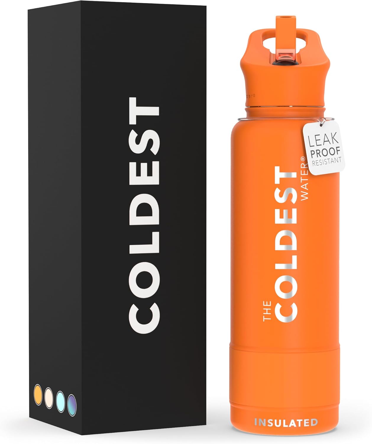 Coldest Insulated Water Bottle with Straw Lid - Stainless Steel Metal Insulated Bottle for Men & Women (Jupiter Orange, 40 oz)