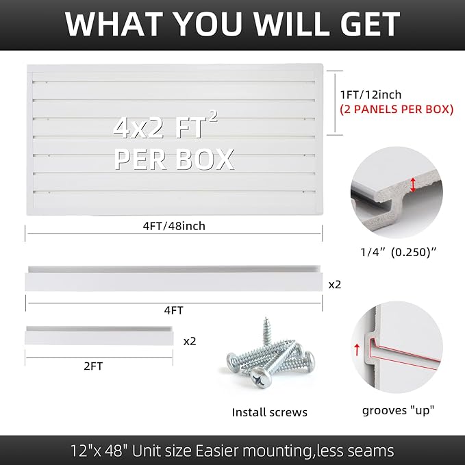 Slatwall Panel Garage Organizer, Heavy Duty Wall Mounted PVC Slat Wall Panels - Image 3