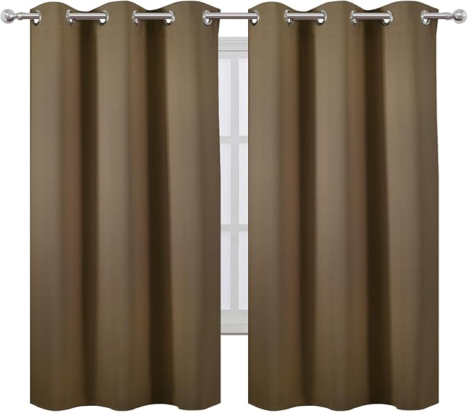 LEMOMO Blackout Curtains 42 x 63 inch/Brown Curtains Set of 2 Panels/Thermal - Image 2