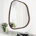 Asymmetrical Accent Mirror for Wall Irregular Oval Wood Frame Modern Unique by HLFMVWE