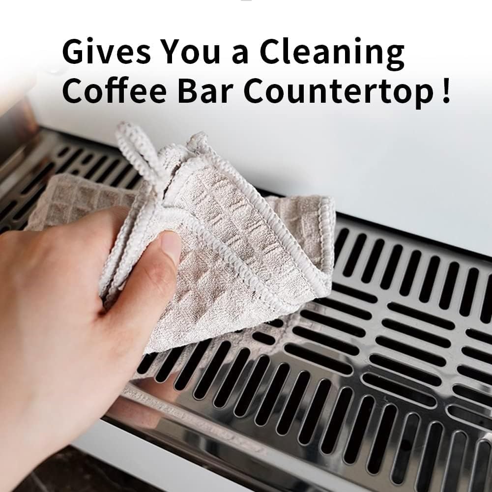 watchget Barista Micro Cloth 10 Pack, Microfiber Barista Cleaning Towels Microfiber Waffle Weave Kitchen Dish Cloth Coffee Bar Towel Coffee Machine Cleaning Cloth, Brown(12"x12")