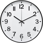 Wall Clock 12Inch White-Black Modern Simple Quartz Decorative Clock Non-Ticking by BAKBRAND