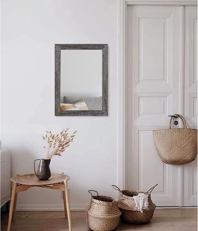 AAZZKANG Wall Mirror with Rectangle Wood Frame Rustic Decorative Hanging Mirrors - Image 5