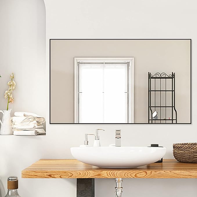 Modern Simple Black Frame 40x24Inch Mirror - Image 9