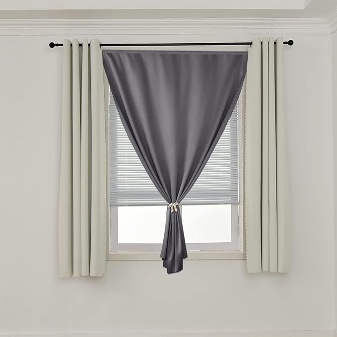 AJAZZ 100% Blackout Self Adhesive Curtains Small Window Short Temporary - Image 7