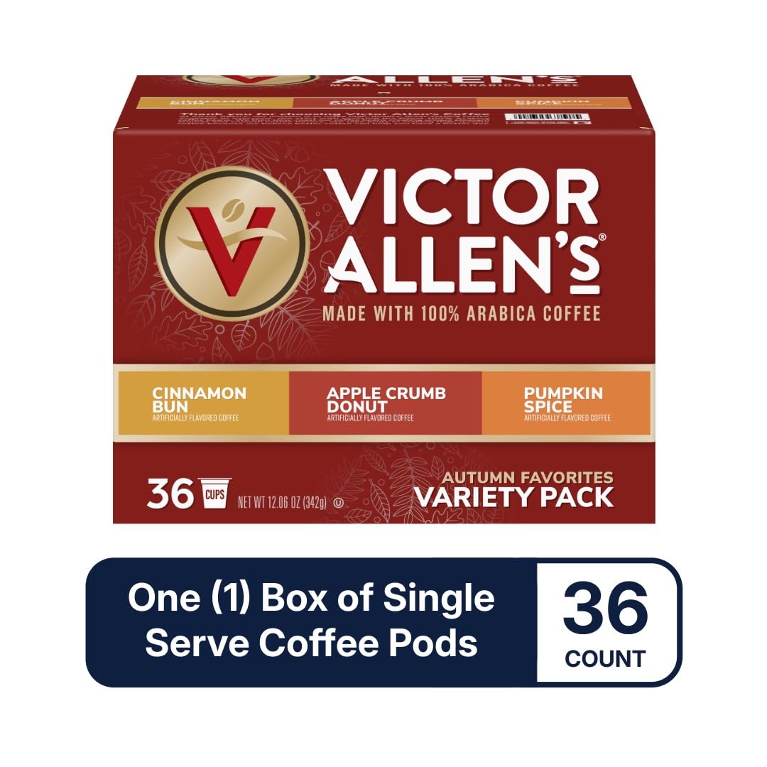 Victor Allen's Coffee Autumn Favorites Variety Pack, Medium Roast, 36 Count, Single Serve Coffee Pods for Keurig K-Cup Brewers