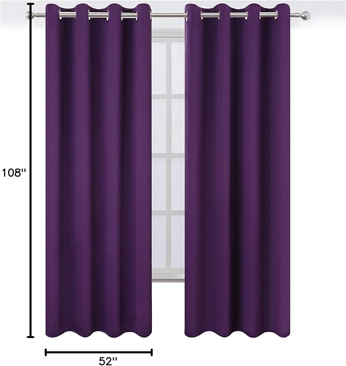 LEMOMO Purple Thermal Blackout Curtains/52 x 108 Inch/Set of 2 Panels Room - Image 10