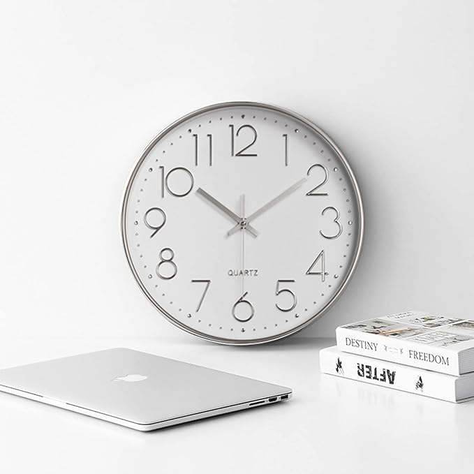 Tosnail 12 Inches Round Silent Non Ticking Quartz Wall Clock - Image 8