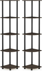 Furinno TURN-N-TUBE Corner Shelf Set of 2, 5-Tier Corner Bookshelf, Open - Image 5