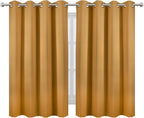 LEMOMO Blackout Curtains 66 x 54 Inch Long Mustard Yellow Curtains Set of 2 - Image 2