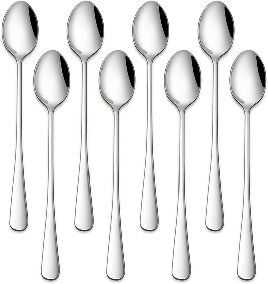 7.5 Inches Stainless Steel Iced Tea Spoons,Set Of 8 Long Stirring Spoons For Coffee,Cocktail,Ice Cream,Long Handle Iced Teaspoons For Bar
