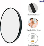 Oruii Round Mirror 28 inch, Large Black Circle Mirror Metal Frame, Large Black - Image 2